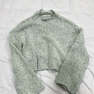 Anthropologie cropped knit blue sweater